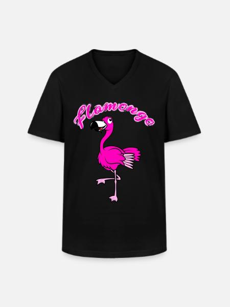 flamongo - Männer-T-Shirt mit V-Ausschnitt - Schwarz