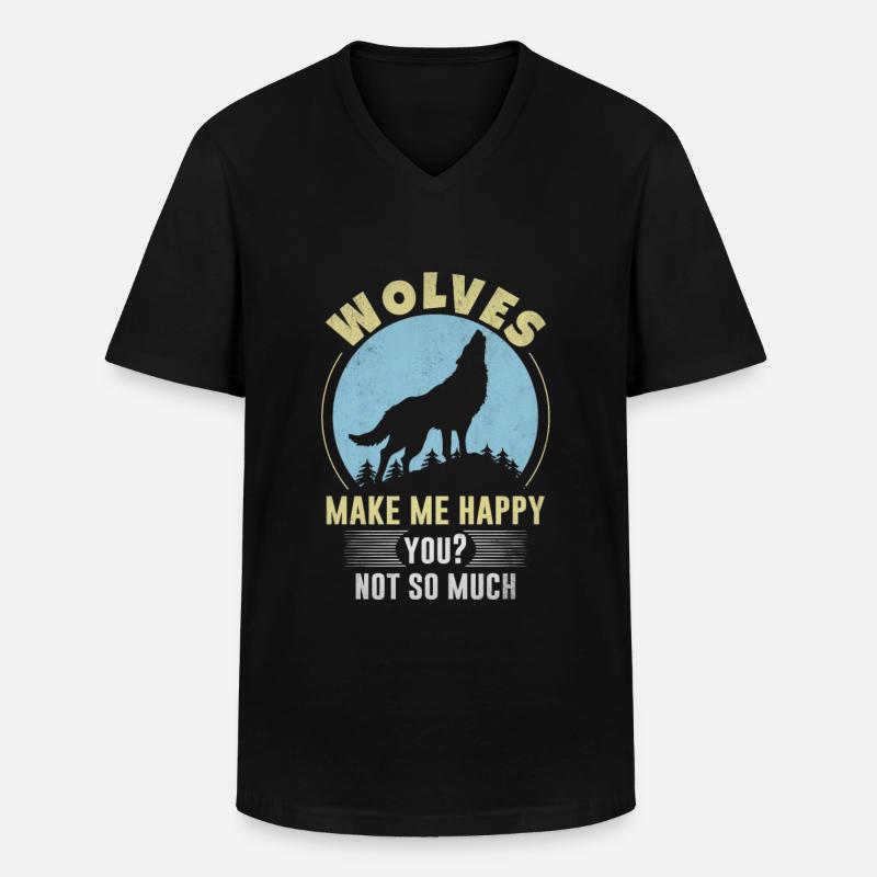 Wolf Wolfpack pack leader - Men's V-Neck T-Shirt - black