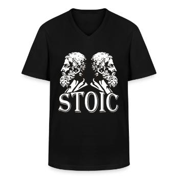 Stoiker Philosoph - Männer-T-Shirt mit V-Ausschnitt - Schwarz - Vorne - AI Model Male 178 dark (178cm)