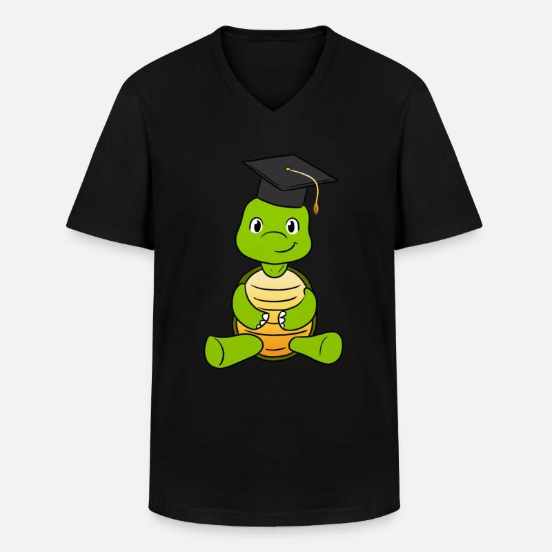 Graduation Turtle - Männer-T-Shirt mit V-Ausschnitt - Schwarz
