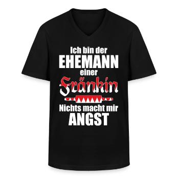 Ehemann einer Fränkin | Lustiger Spruch - Männer-T-Shirt mit V-Ausschnitt - Schwarz - Vorne - AI Model Male 178 dark (178cm)