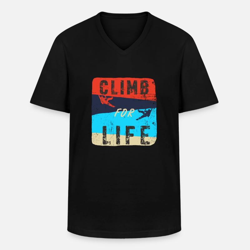 Klettern - Männer-T-Shirt mit V-Ausschnitt - Schwarz