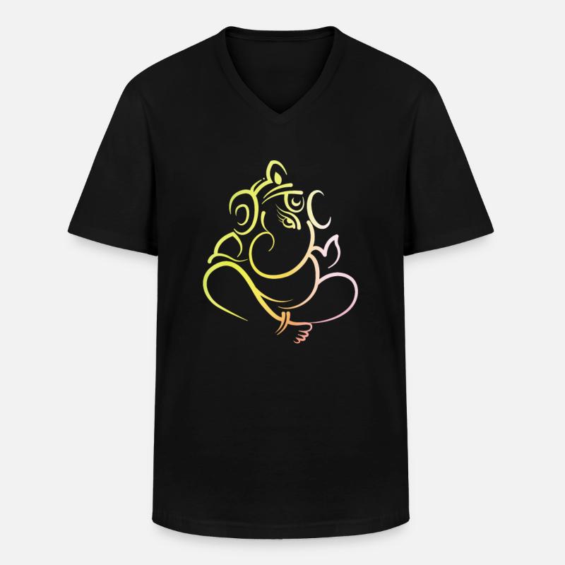 Ganesh indischer Elfefantengott - Männer-T-Shirt mit V-Ausschnitt - Schwarz