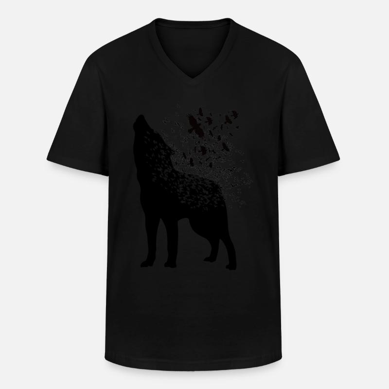 Wikinger - Fenris Wolf - Männer-T-Shirt mit V-Ausschnitt - Schwarz