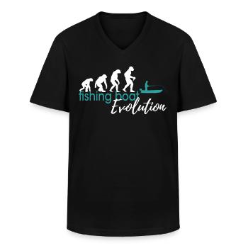 Fishing Boat Evolution - Men's V-Neck T-Shirt - black - Front - AI Model Male 178 dark (178cm)