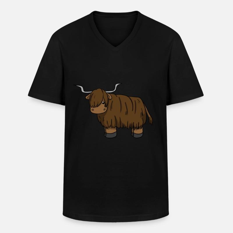 Scottish Highland Cattle - Männer-T-Shirt mit V-Ausschnitt - Schwarz