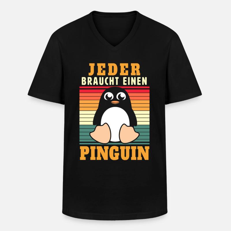 Jeder braucht einen Pinguin - Männer-T-Shirt mit V-Ausschnitt - Schwarz