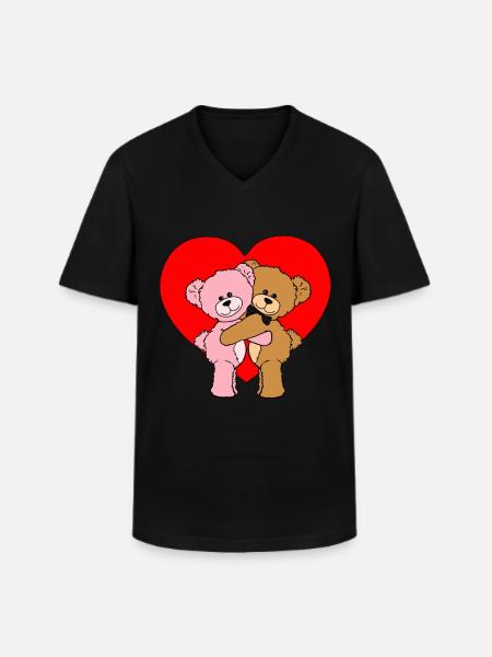 Herzen Bärchen Geschenk für verliebte Bären Herz - Männer-T-Shirt mit V-Ausschnitt - Schwarz