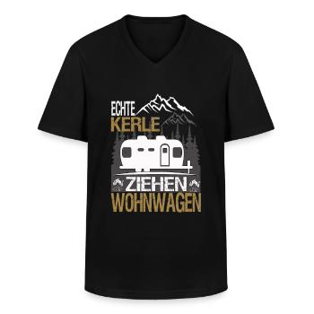 Echte Kerle ziehen Wohnwagen - Männer-T-Shirt mit V-Ausschnitt - Schwarz - Vorne - AI Model Male 178 dark (178cm)