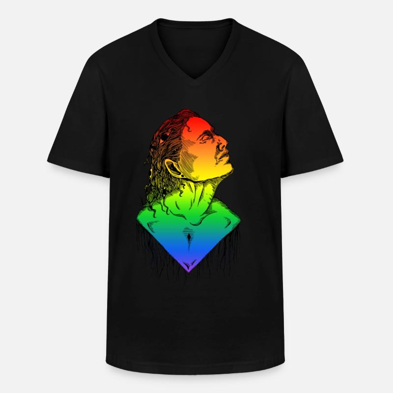 ### - Männer-T-Shirt mit V-Ausschnitt - Schwarz