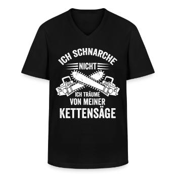Holzfäller Motorsäge Waldarbeiter Kettensäge Lusti - Männer-T-Shirt mit V-Ausschnitt - Schwarz - Vorne - AI Model Male 178 dark (178cm)