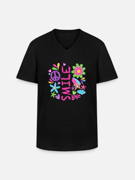 Cooles Friedenszeichen Design - Männer-T-Shirt mit V-Ausschnitt - Schwarz