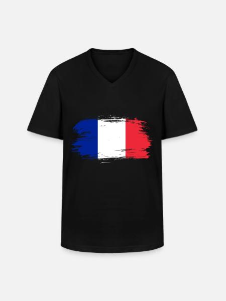 France Flag - Men's V-Neck T-Shirt - black