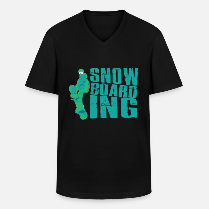 Snowboarding - Männer-T-Shirt mit V-Ausschnitt - Schwarz