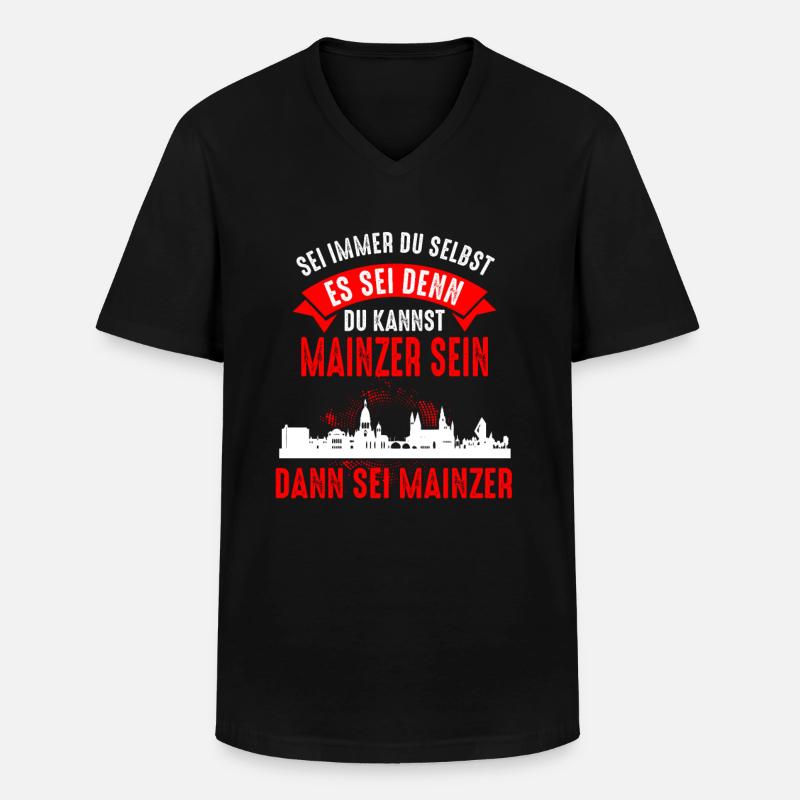 Mainz Skyline Mainzer Geschenk - Männer-T-Shirt mit V-Ausschnitt - Schwarz
