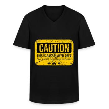 Bass guitar bassist player EADG bassist - Men's V-Neck T-Shirt - black - Front - AI Model Male 178 dark (178cm)