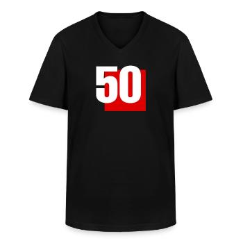 VERJAARDAG, 600 MONTHS, FIFTY, FÜNFZIG, FIFTY - Männer-T-Shirt mit V-Ausschnitt - Schwarz - Vorne - AI Model Male 178 dark (178cm)