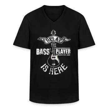 Bass guitar bassist player EADG bassist - Men's V-Neck T-Shirt - black - Front - AI Model Male 178 dark (178cm)