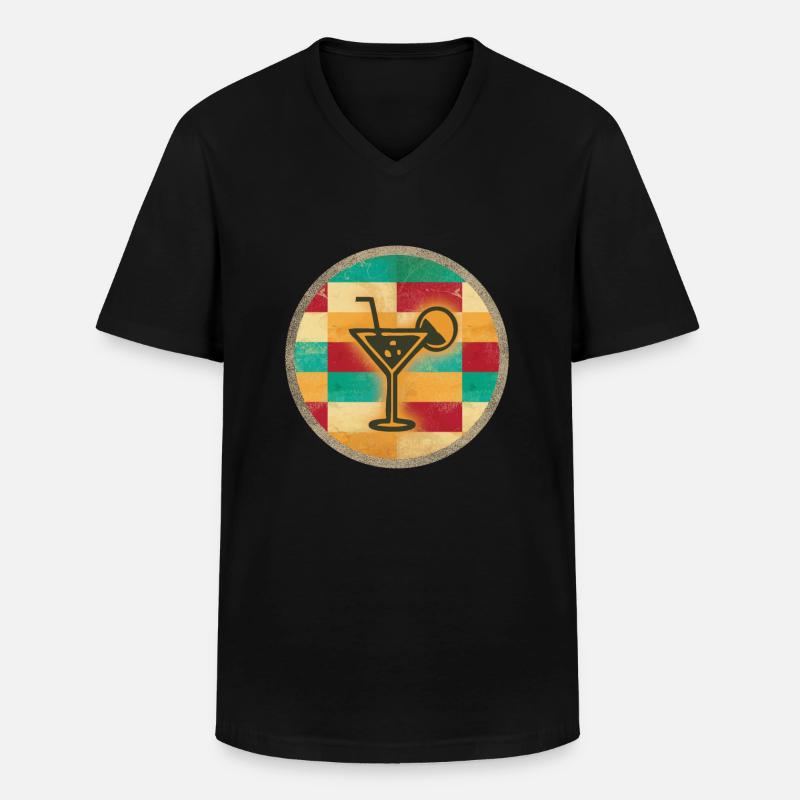 Sommer - Männer-T-Shirt mit V-Ausschnitt - Schwarz