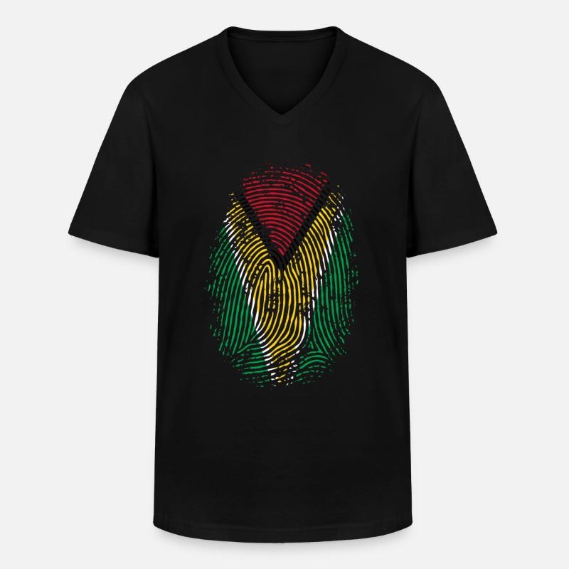 TEAM GUYANA - Männer-T-Shirt mit V-Ausschnitt - Schwarz