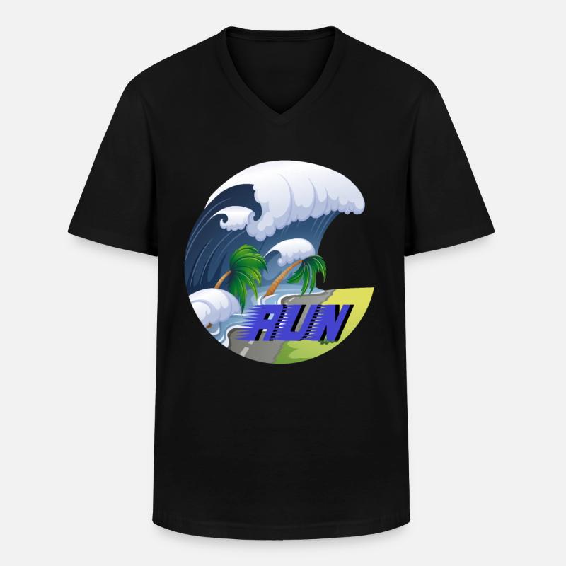 Tsunami Run - Männer-T-Shirt mit V-Ausschnitt - Schwarz