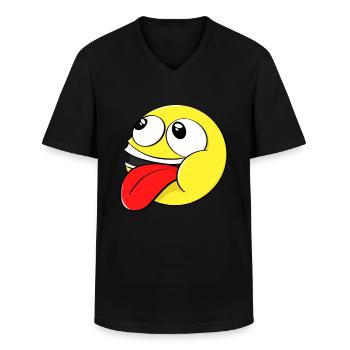 Smile Gesicht Fun Smilies Cartoon Smilie Lächeln - Männer-T-Shirt mit V-Ausschnitt - Schwarz - Vorne - AI Model Male 178 dark (178cm)
