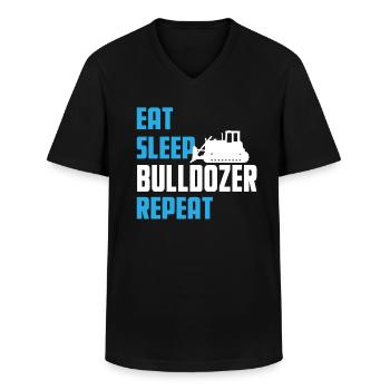 Manger. Dormir. Bulldozer. Répéter. - T-shirt col V Homme - noir - Devant - AI Model Male 178 dark (178cm)
