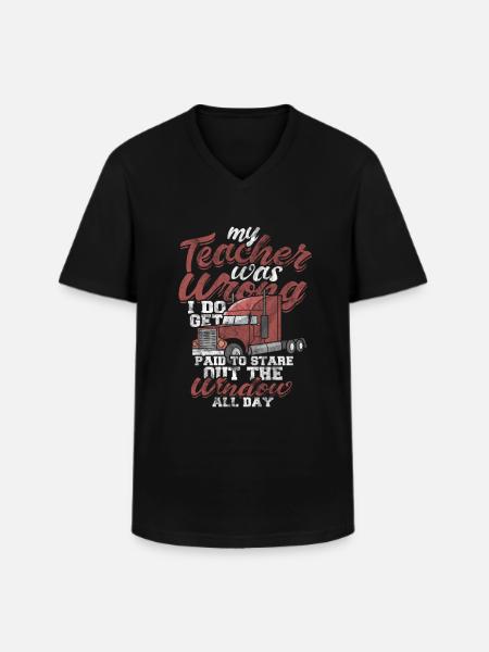 LKW - Männer-T-Shirt mit V-Ausschnitt - Schwarz