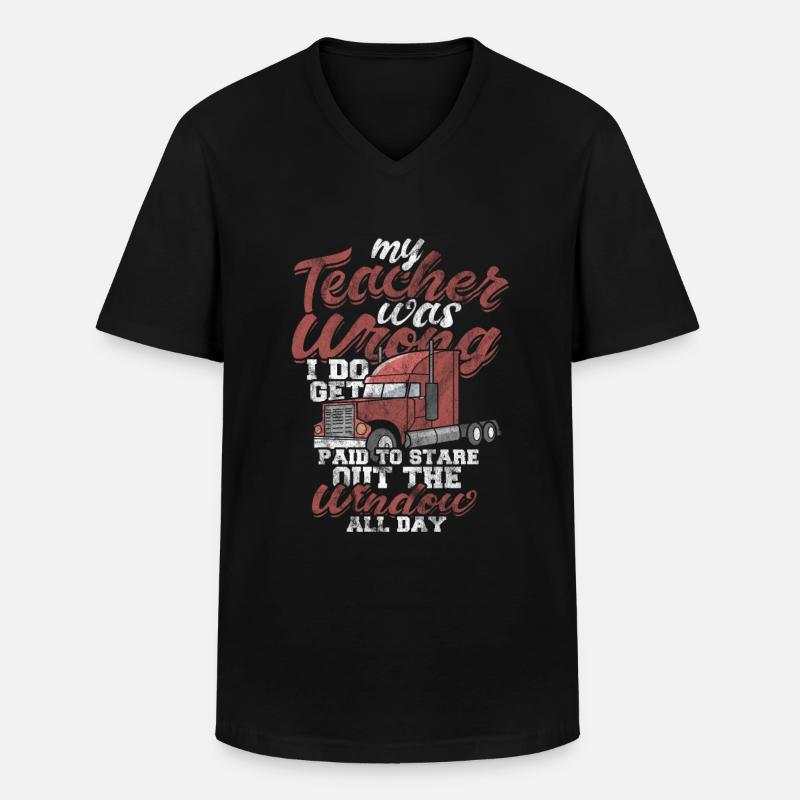 LKW - Männer-T-Shirt mit V-Ausschnitt - Schwarz