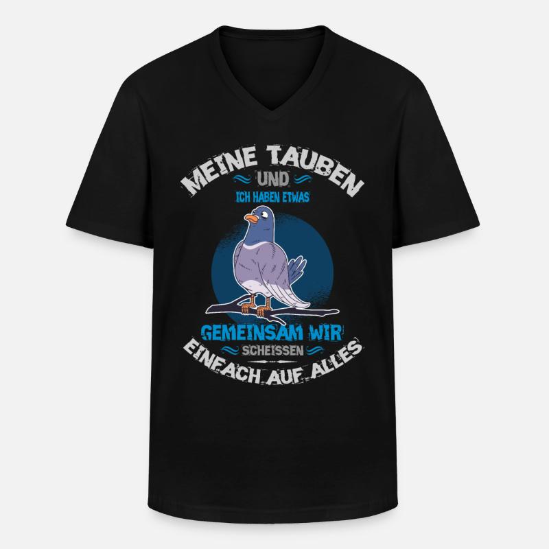 Tauben - Männer-T-Shirt mit V-Ausschnitt - Schwarz