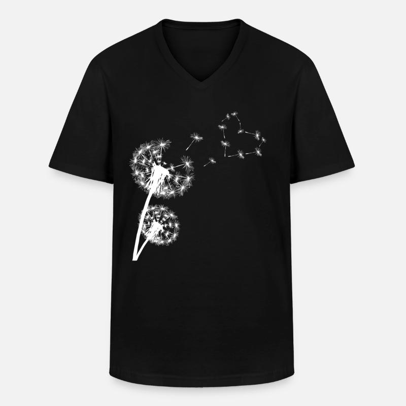 Pusteblume mit Herz - Männer-T-Shirt mit V-Ausschnitt - Schwarz
