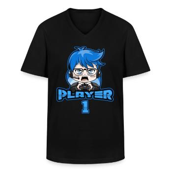 Passende Spielerpaar Spieler 1 Spieler 2 - Männer-T-Shirt mit V-Ausschnitt - Schwarz - Vorne - AI Model Male 178 dark (178cm)