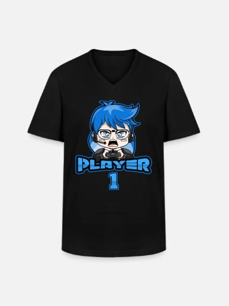 Matchende spillerpar spiller 1 spiller 2 - Klassisk herre T-shirt med V-udskæring - sort
