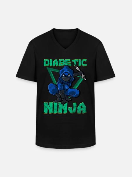 Diabetes ninja diabetische suiker insulinespuit - Klassiek mannen T-shirt met V-hals - zwart