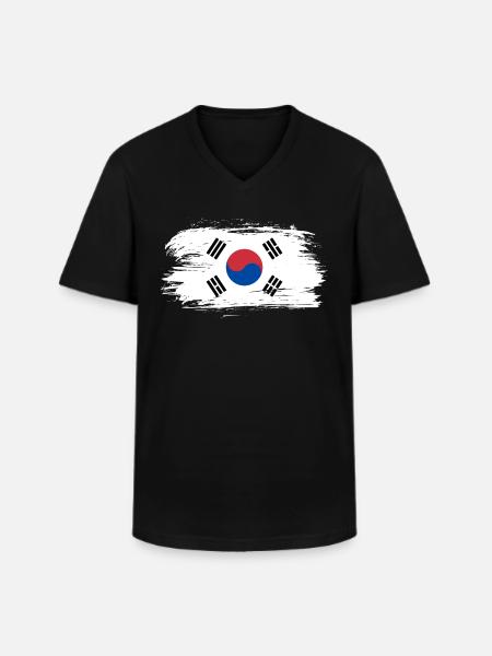 South Korea flag - Men's V-Neck T-Shirt - black