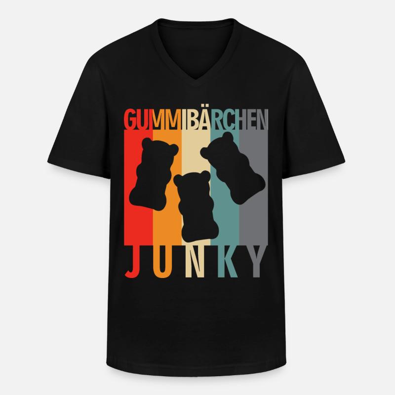 Gummibärchen Junky Retro Design - Männer-T-Shirt mit V-Ausschnitt - Schwarz