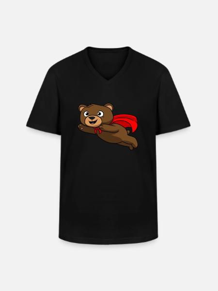 Super Bär Held - Männer-T-Shirt mit V-Ausschnitt - Schwarz