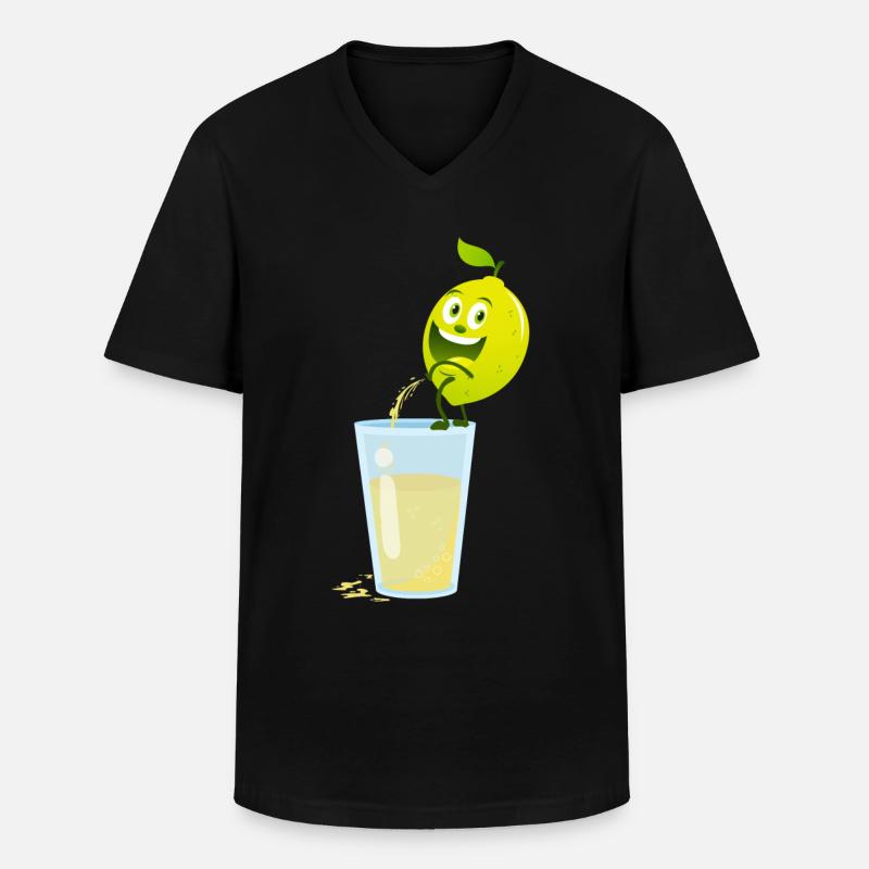 Zitrone - Männer-T-Shirt mit V-Ausschnitt - Schwarz