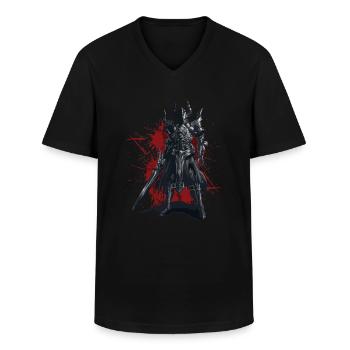 Demon Warrior - Men's V-Neck T-Shirt - black - Front - AI Model Male 178 dark (178cm)