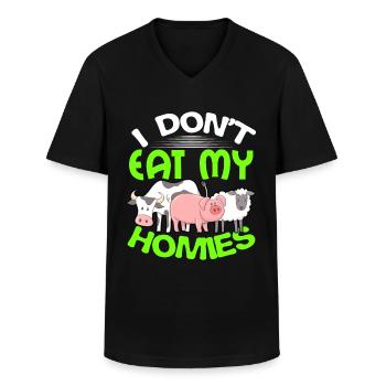vegan - T-shirt col V Homme - noir - Devant - AI Model Male 178 dark (178cm)