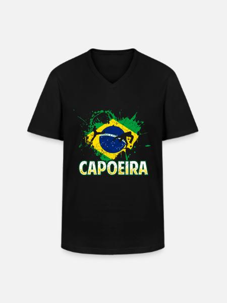 Capoeira Atlethical Brésil Art Martial - T-shirt col V Homme - noir