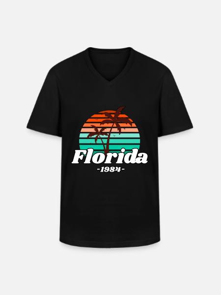 Palm trees Florida 1984 - Men's V-Neck T-Shirt - black