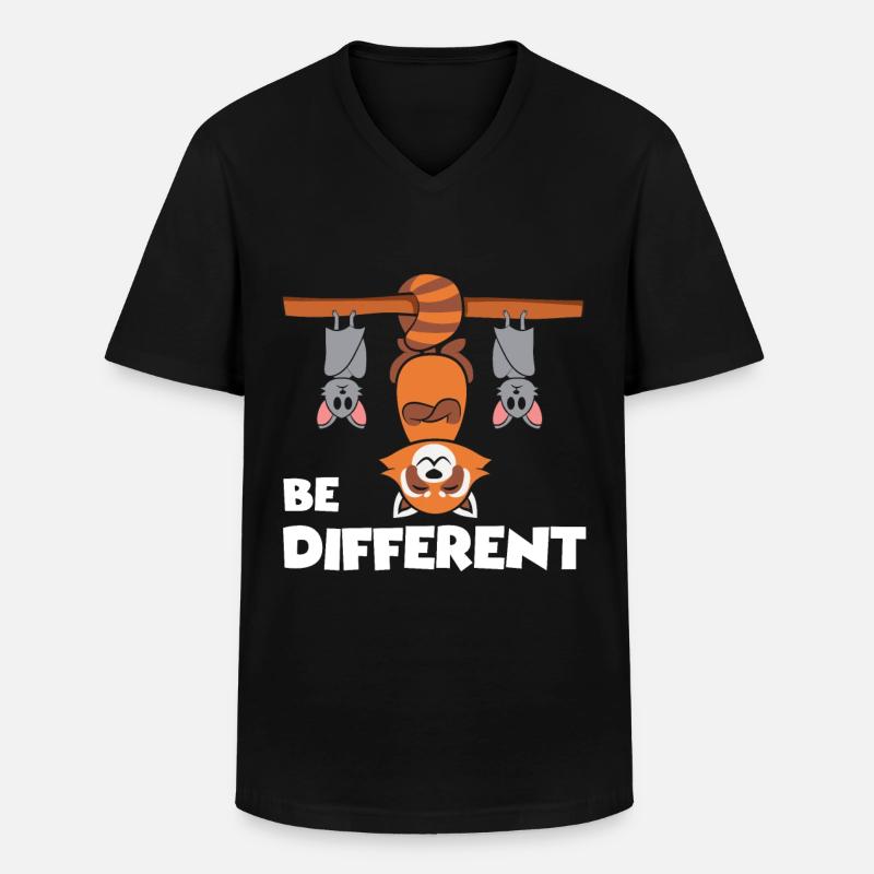 Kawaii Red Panda Be Different - Männer-T-Shirt mit V-Ausschnitt - Schwarz
