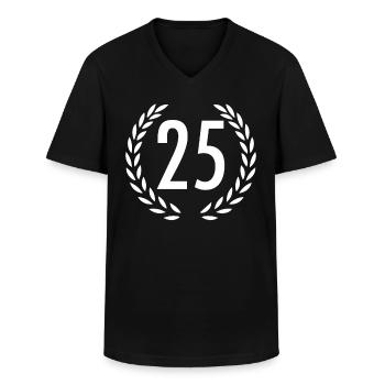 tjuefem twenty five - Men's V-Neck T-Shirt - black - Front - AI Model Male 178 dark (178cm)