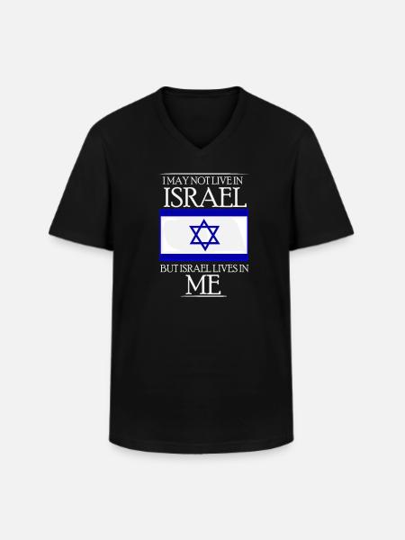 Israel flagga IDF Mossad Menorah Tel Aviv gåva - T-shirt med V-ringning herr - svart