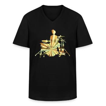 Percussion Batterie Drummer Drum Sticks Musique - T-shirt col V Homme - noir - Devant - AI Model Male 178 dark (178cm)