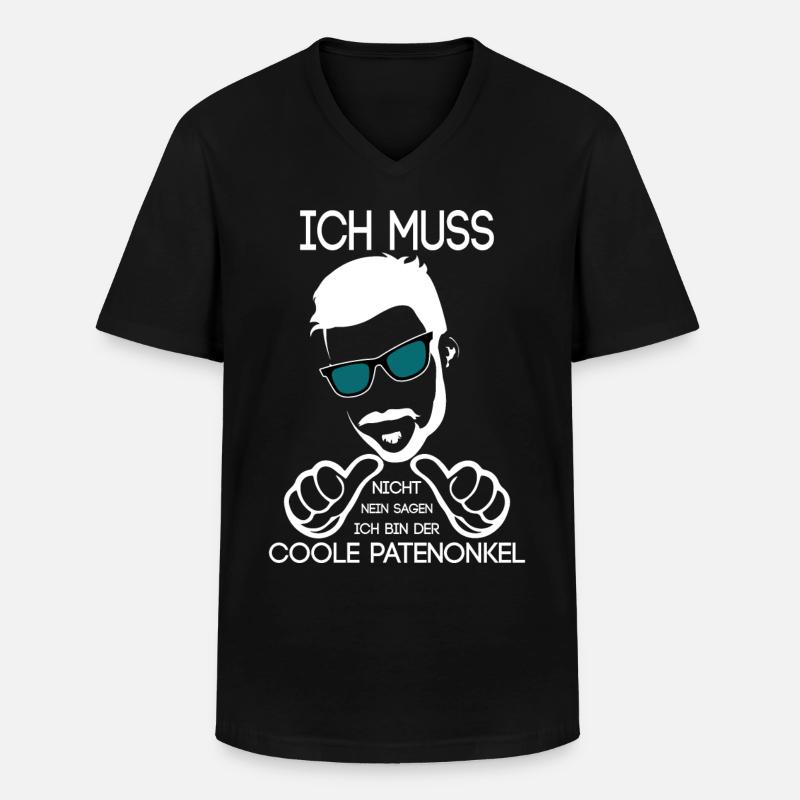 Patenonkel - Männer-T-Shirt mit V-Ausschnitt - Schwarz