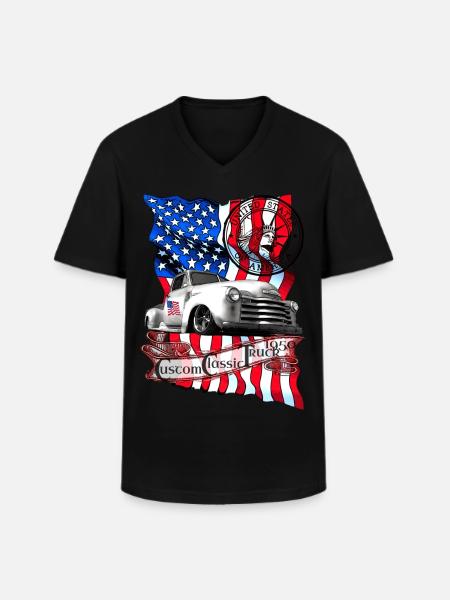 Custom Classic Pickup Truck bygget i 1950 - Klassisk herre T-shirt med V-udskæring - sort