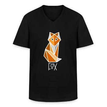 Fuchs Low Polygon - Geometrisch, Minimalistisch - Männer-T-Shirt mit V-Ausschnitt - Schwarz - Vorne - AI Model Male 178 dark (178cm)