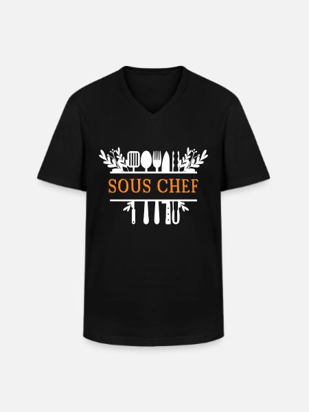 Sous chef Koch - Männer-T-Shirt mit V-Ausschnitt - Schwarz